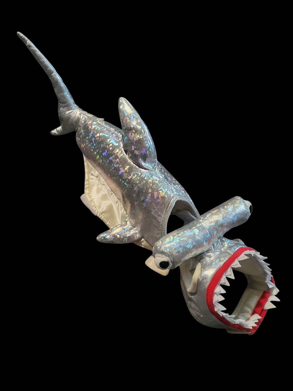 Silver Holographic Hammerhead Shark Pet Costume – For Cat Or Small Dog